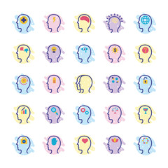 bundle of profiles mental health line style icon