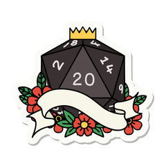 natural twenty D20 dice roll sticker