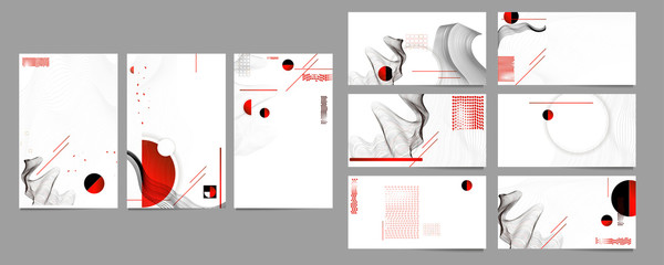 Poster design Japanese style templates set invitations to lines abstract white background for book cover texture brochure