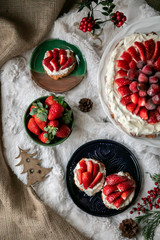 christmas cake with red berries