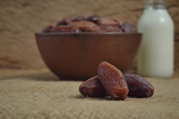 dried date palm fruits or kurma, ramadan food.