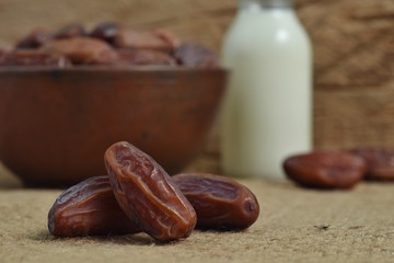 dried date palm fruits or kurma, ramadan food.