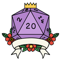 natural 20 critical hit D20 dice roll illustration