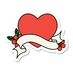 tattoo sticker with banner of a heart