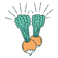 traditional tattoo style beets with leaves