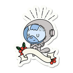 sticker of tattoo style animal in astronaut suit