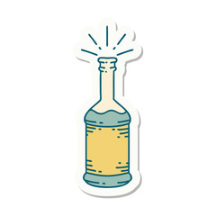 sticker of tattoo style beer bottle