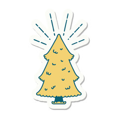 sticker of tattoo style pine tree