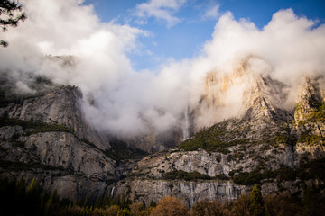 White Cloud Swirling on the Peak of El Capitan at Yosemite National Park