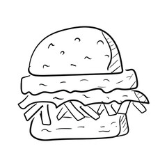 Burger and potato vector illustration