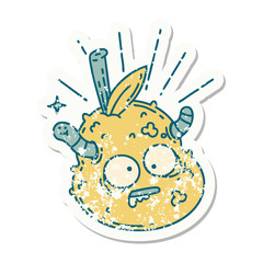 grunge sticker of tattoo style rotten pear