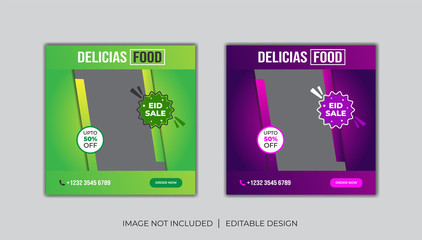 Delicious Food Social media post Design template for vector illustration Eps 10.