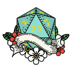 natural twenty D20 dice roll illustration