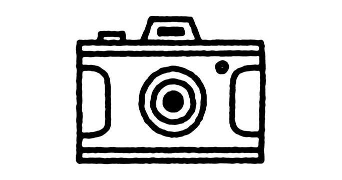 Hand drawn doodle icon animation for photos slideshows and videos  to use as video design element. Minimalistic symbol made for motion graphic, can be used as loop item, has alpha channel.