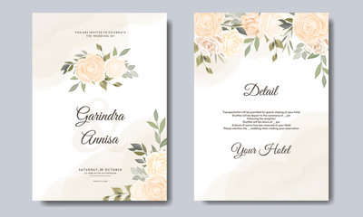 
Beautiful floral frame wedding invitation card template Premium Vector
