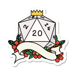 natural twenty D20 dice roll sticker