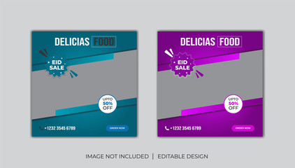 Delicious Food Social media post Design template for vector illustration Eps 10.