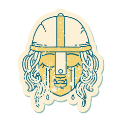 crying orc fighter character face illustration