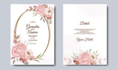 
Beautiful floral frame wedding invitation card template Premium Vector
