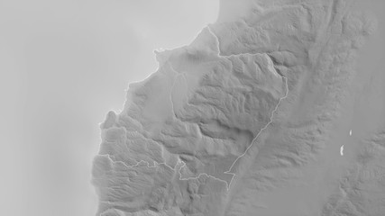 North, Lebanon - outlined. Grayscale