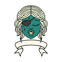 orc rogue character face with banner illustration