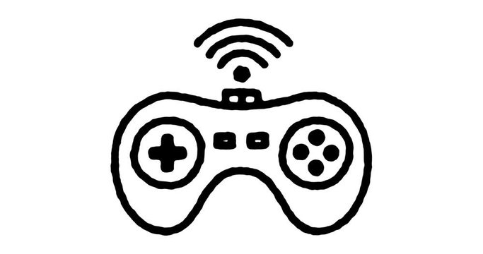 Hand drawn doodle icon animation for gaming industry to use as video design element. Minimalistic symbol made for motion graphic, can be used as loop item, has alpha channel.