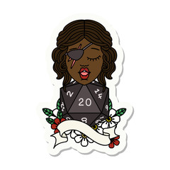 human rogue with natural 20 dice roll sticker