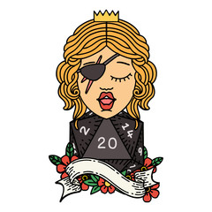 human rogue with natural twenty dice roll illustration