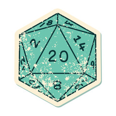 natural 20 D20 dice roll illustration