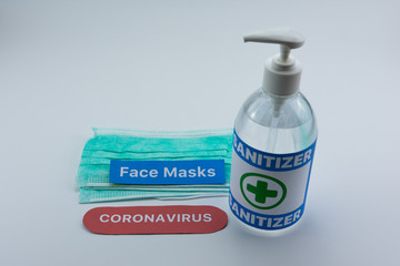 Hand sanitizer and medical-surgical masks and for protection from germs such as coronavirus.