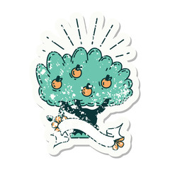 grunge sticker of tattoo style apple tree
