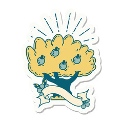 sticker of tattoo style apple tree