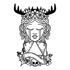 crying human druid with natural one d20 roll illustration