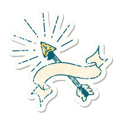 Obraz premium grunge sticker of tattoo style old flint tip arrow