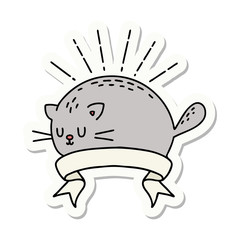 sticker of tattoo style happy cat