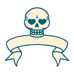 tattoo with banner of a skull