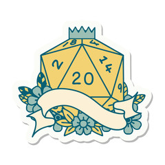 natural twenty D20 dice roll sticker