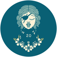 human rogue with natural twenty dice roll illustration