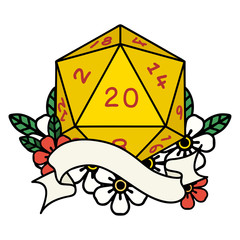 natural twenty D20 dice roll illustration