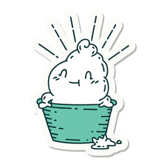 sticker of tattoo style ice cream character