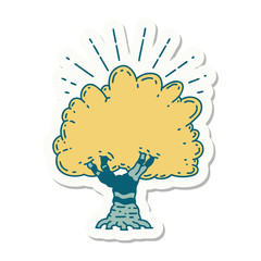 sticker of tattoo style tree