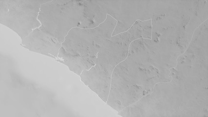 Grand Bassa, Liberia - outlined. Grayscale