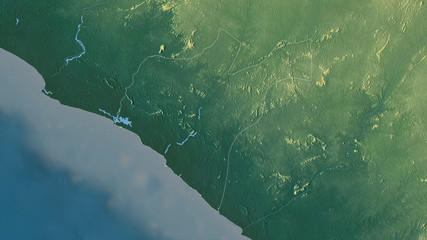Grand Bassa, Liberia - outlined. Relief