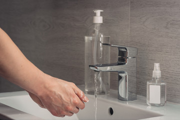 Washing hands rubbing with soap woman for corona virus prevention, hygiene to stop spreading coronavirus.sanitiser, covid 19