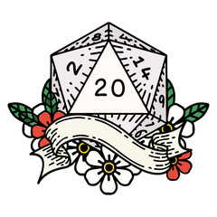 natural twenty D20 dice roll illustration