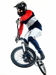 BMX racer man silhouette isolated white background