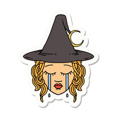 crying human witch character sticker