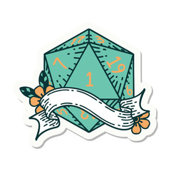natural one d20 dice roll sticker