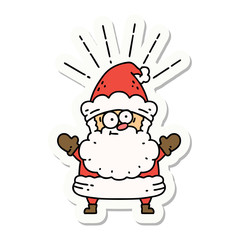 sticker of tattoo style santa claus christmas character