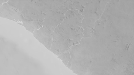 River Cess, Liberia - outlined. Grayscale